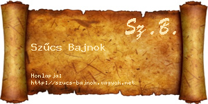 Szűcs Bajnok névjegykártya